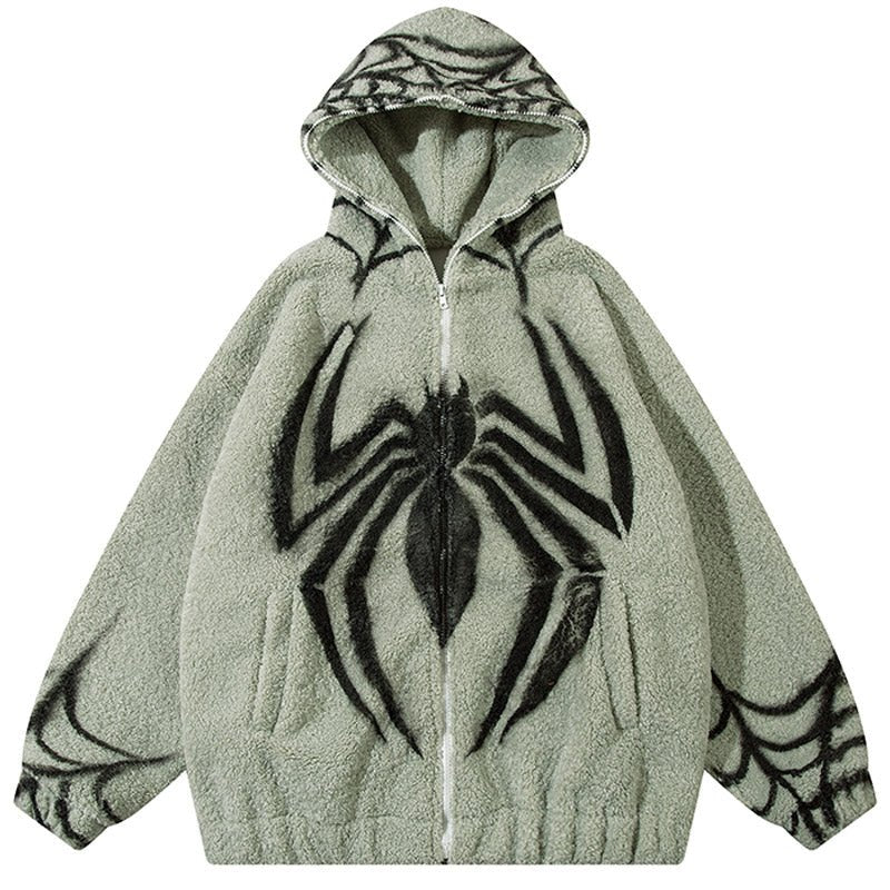 spider faux fur jacket