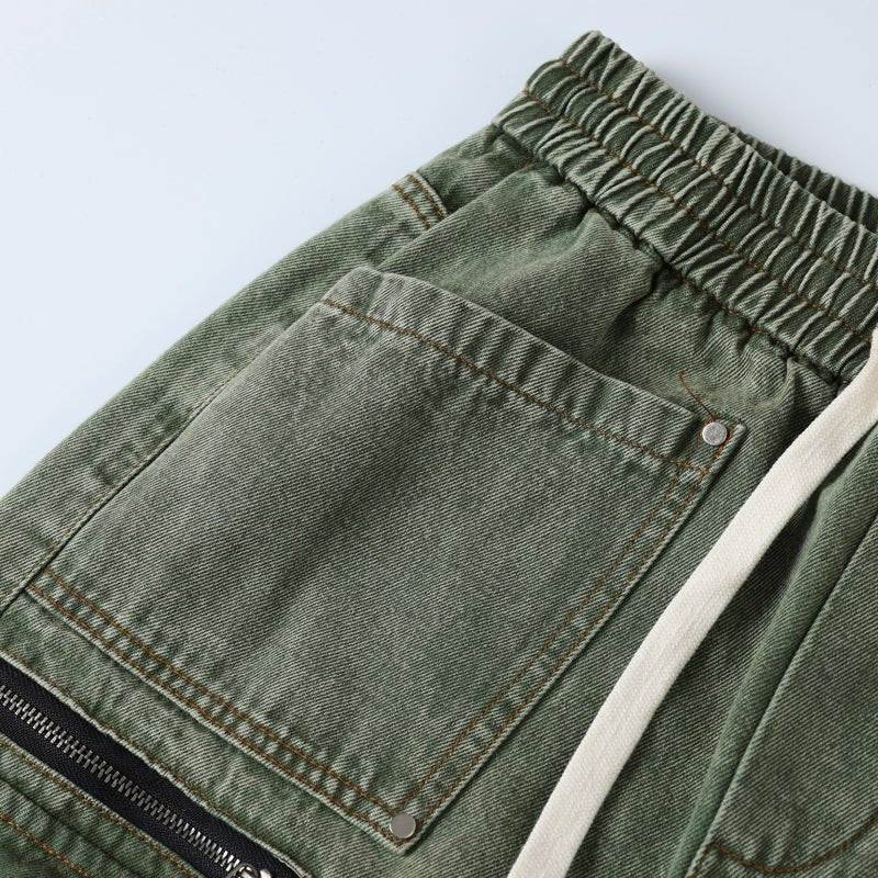 wide leg green Cargo Jeans