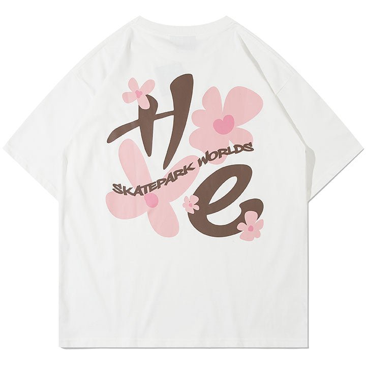 sakura cherry and letter t-shirt