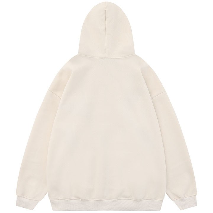 star print fleece hoodie