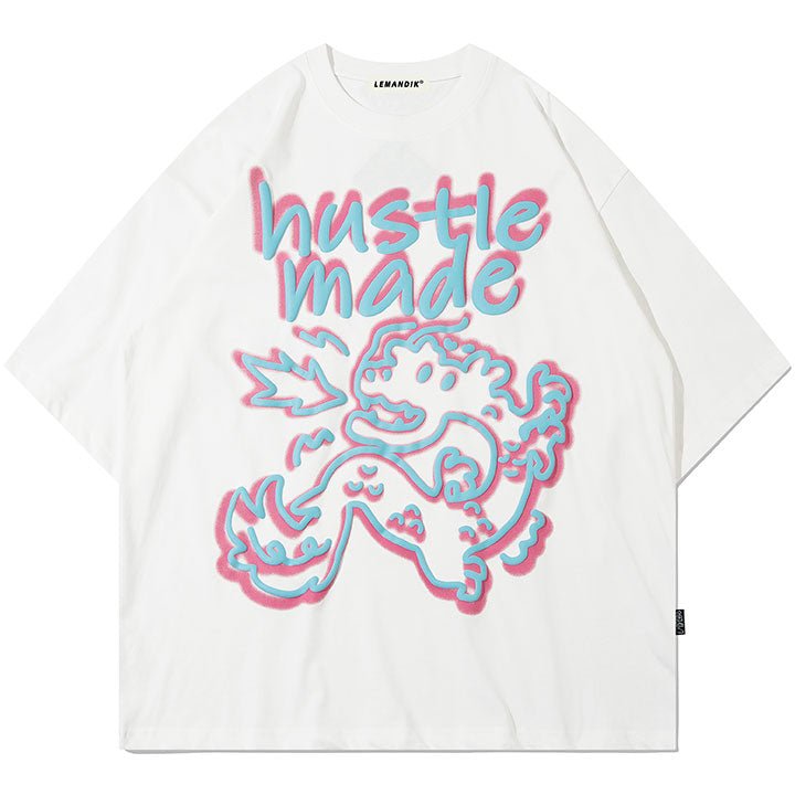 colorful letter and dragon T-shirt