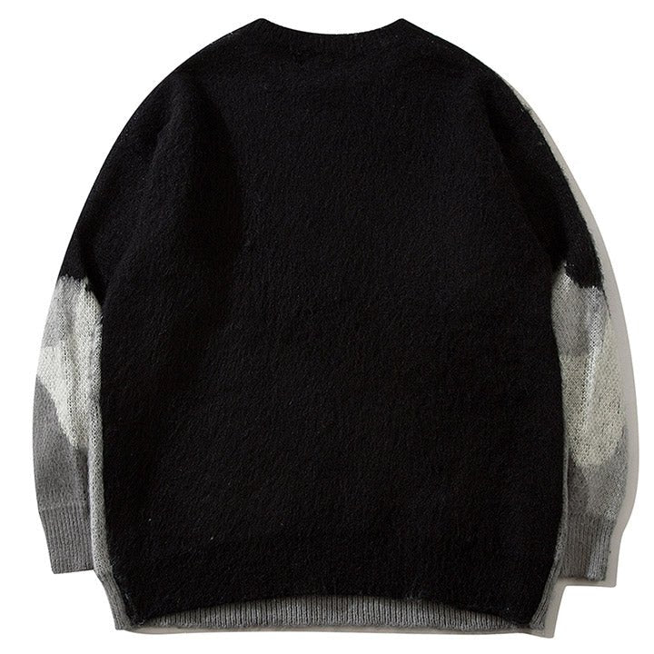 fuzzy black knitted sweater