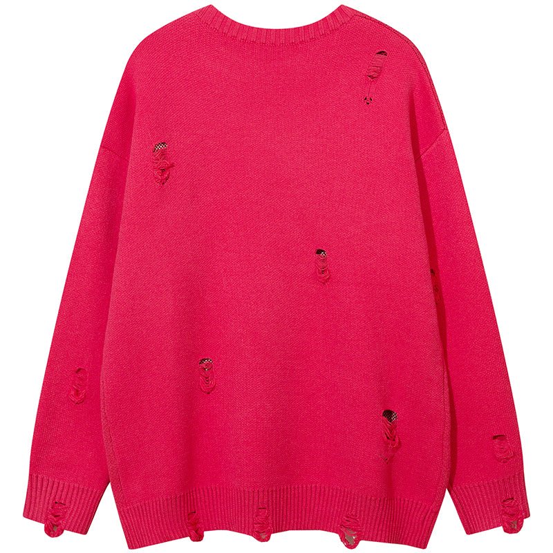 pink ripped butterfly sweater