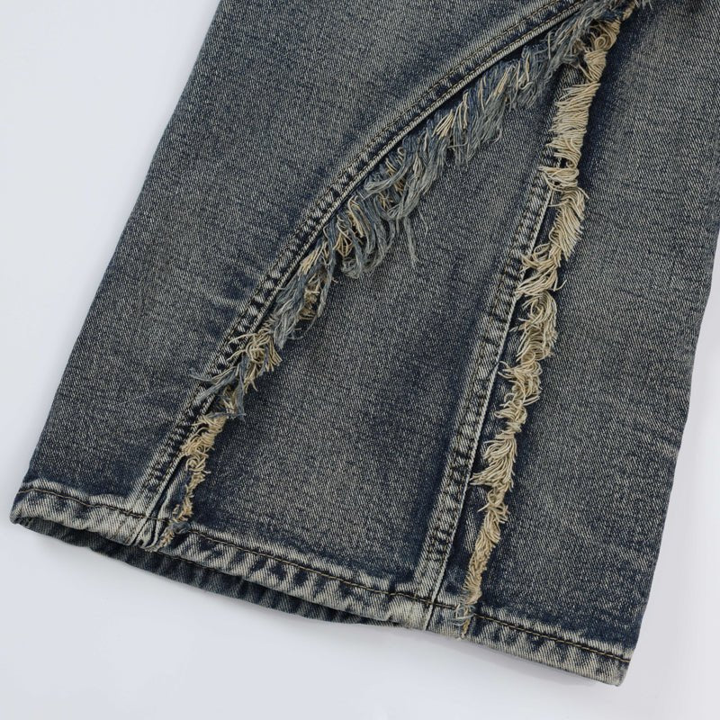 street style fringe patch  jeans