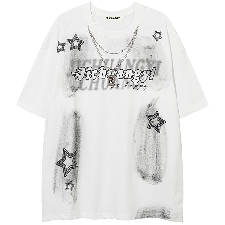 oversize t-shirt with letter chain