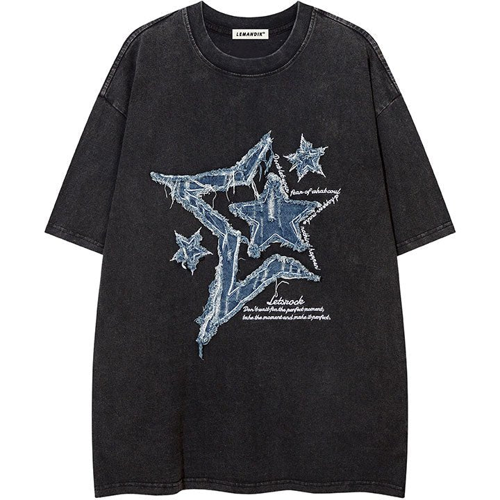 summer shirt with ripped star patch