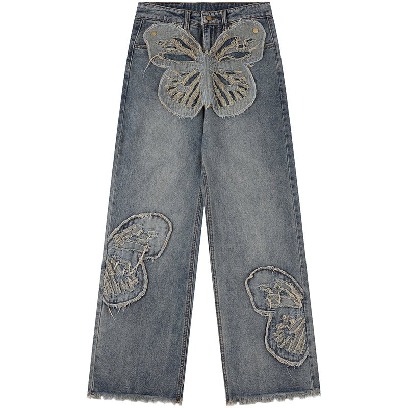 removable butterfly patch jeans