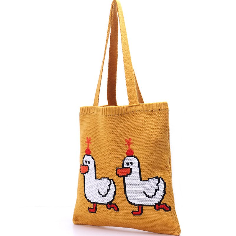 Lemandik Twin Ducks Tea Knitted Shoulder Bag