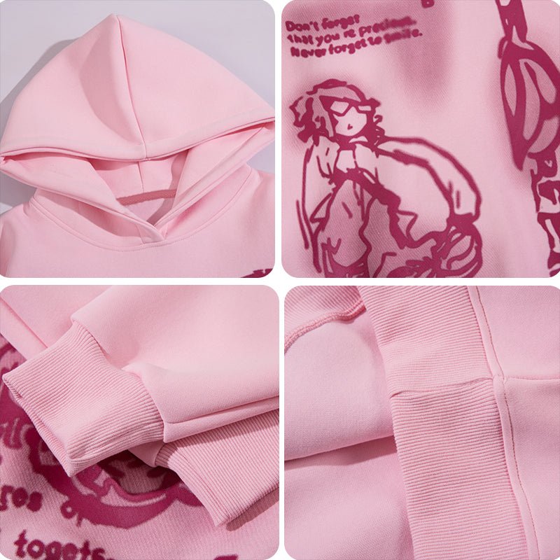 cartoon pink hoodie