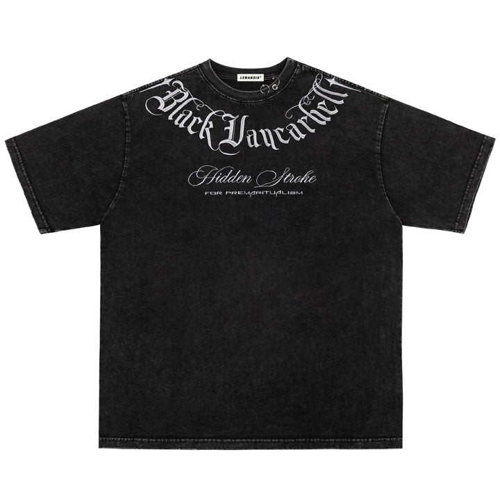 LEMANDIK® Distressed Graphic T-shirt Gothic Letter