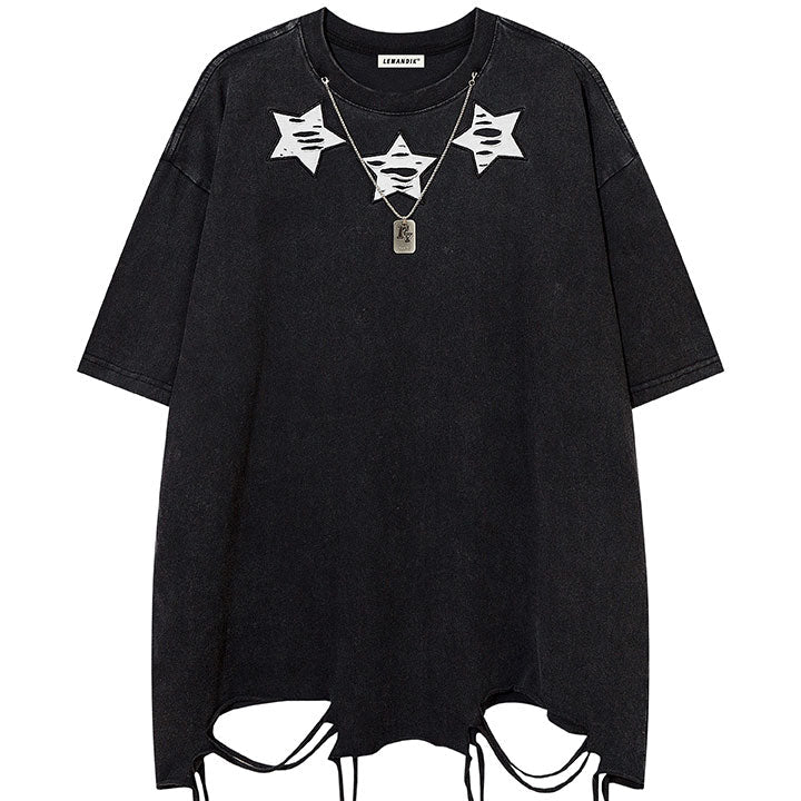 ripped star pattern tee