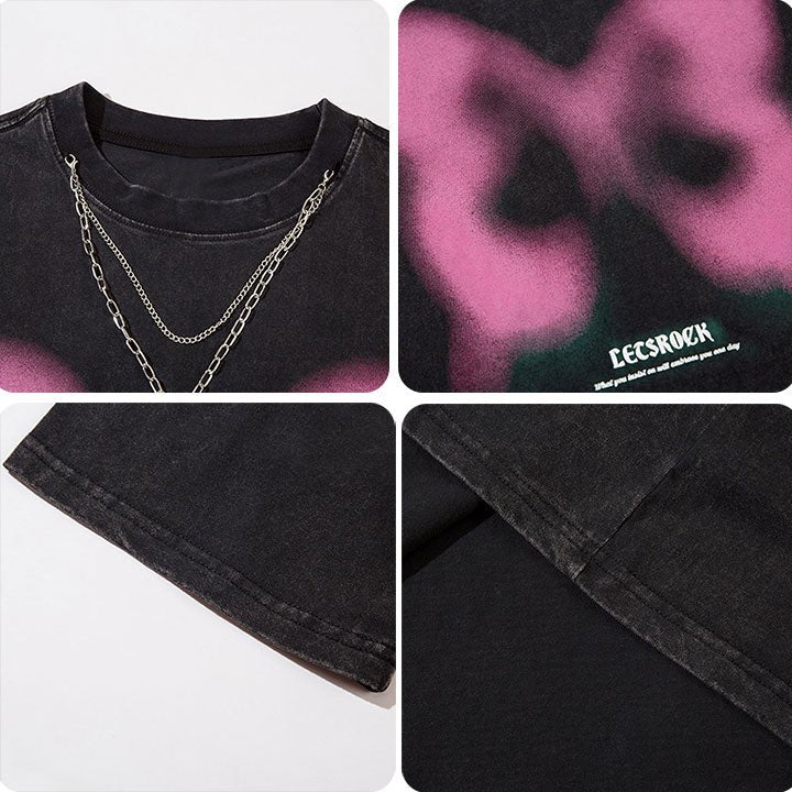 crew neck T-shirt with cross chain