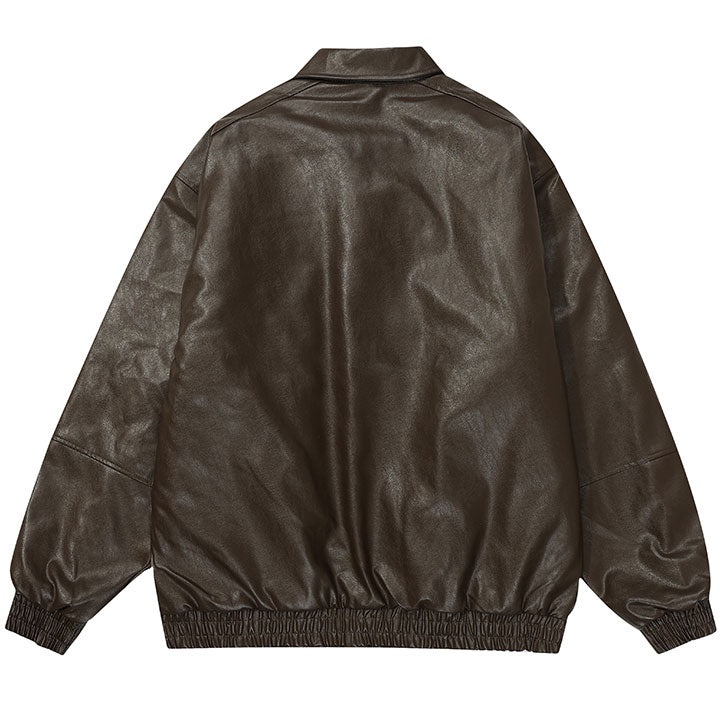 windbreak PU leather jacket