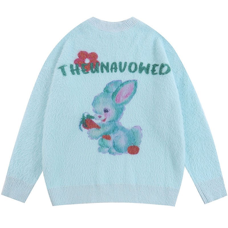 light blue sweater with rabbit