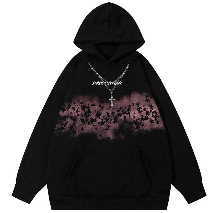multi stars print hoodie
