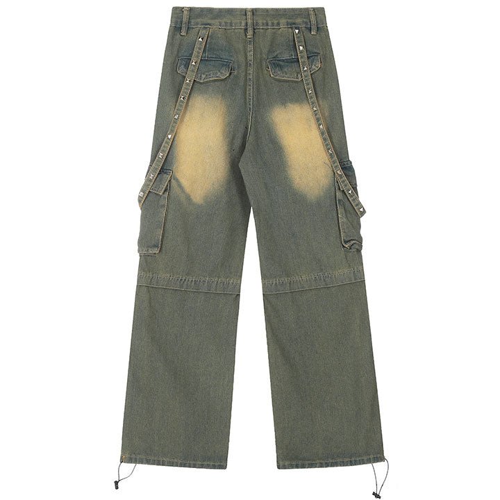 streetwear cargo jeans with belt