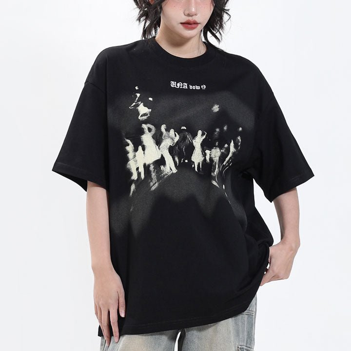 crew neck abstract print t-shirt