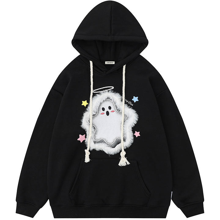 fur ghost print hoodie