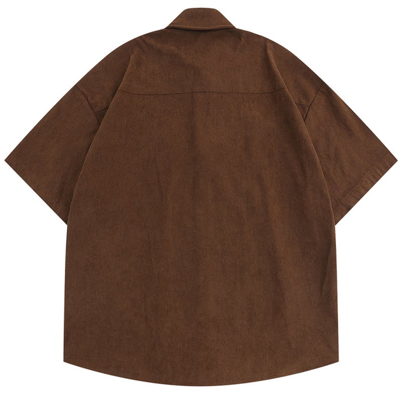 brown corduroy short sleeve shirt