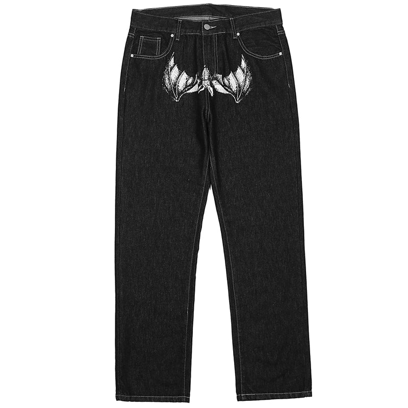 bats pattern jeans