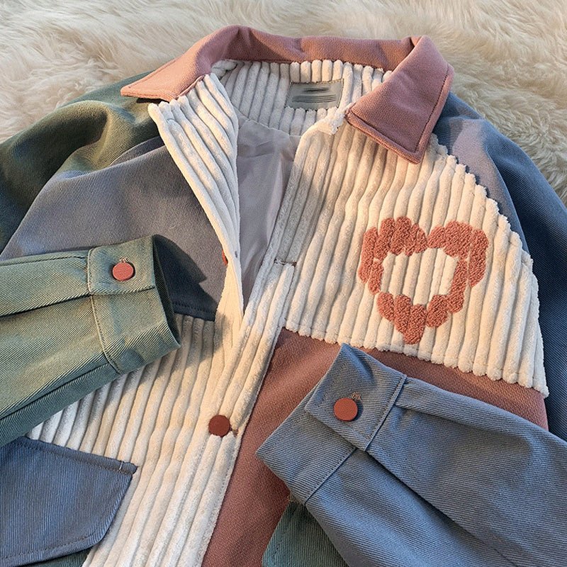 oversize Jacket Heart Color Block