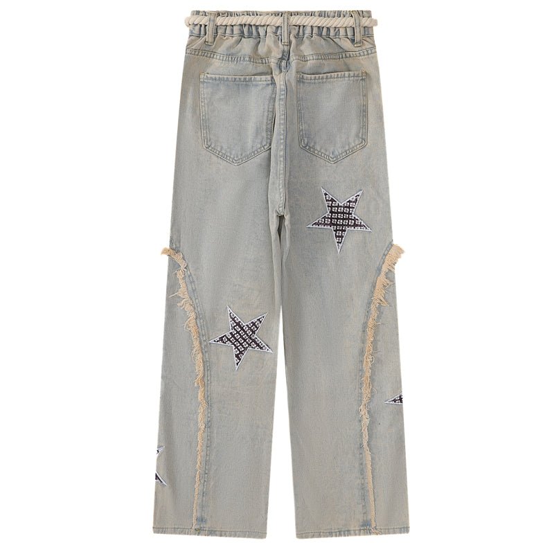 washed wide leg star jeans