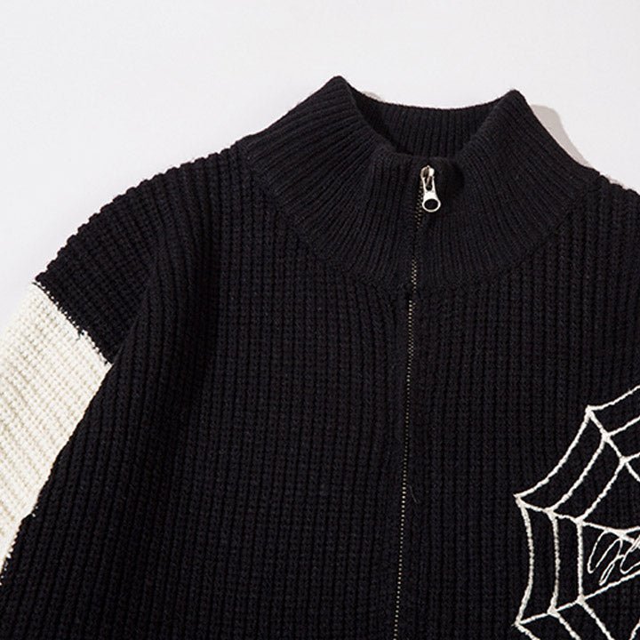 zipper spiderweb sweater