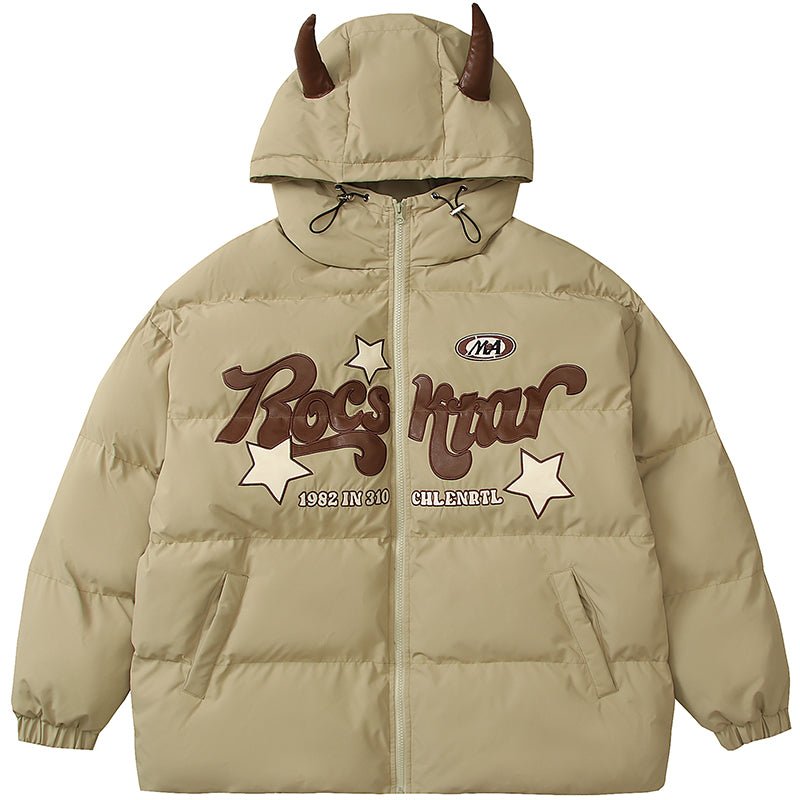 winter puffer jacket with horns