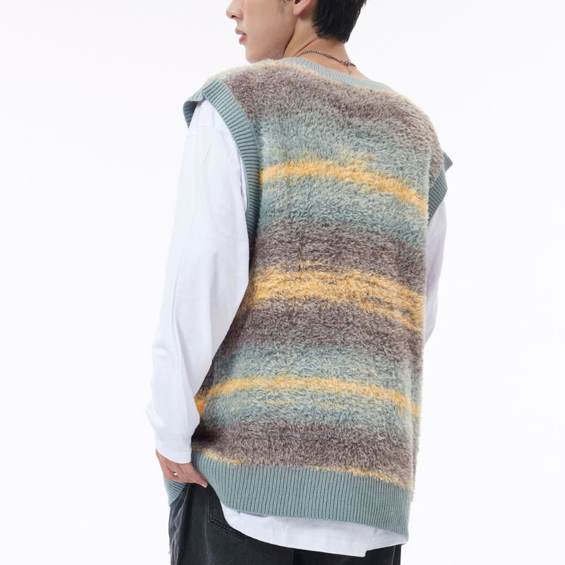 colorful striped sweater vest