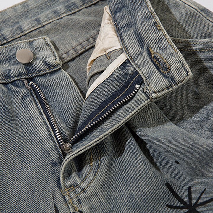 ink print washed jeans