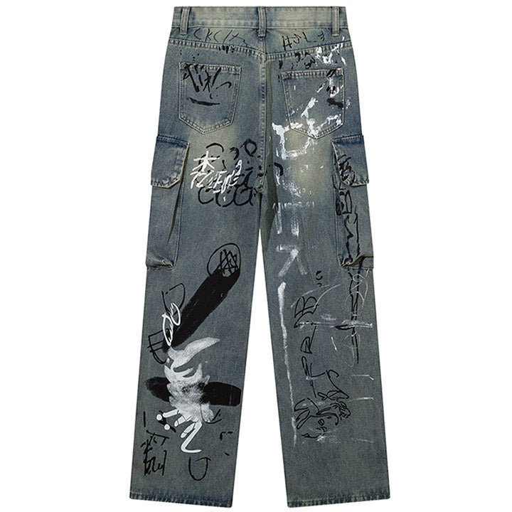 side pockets graffiti jeans