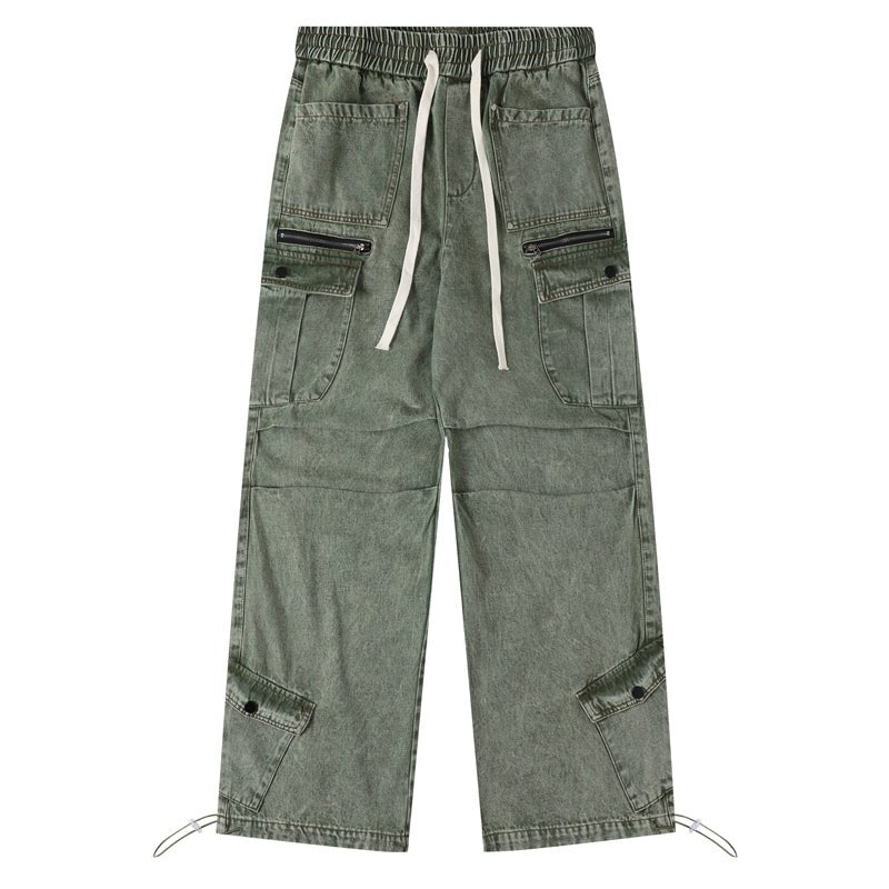 green Cargo Jeans Multiple Pockets