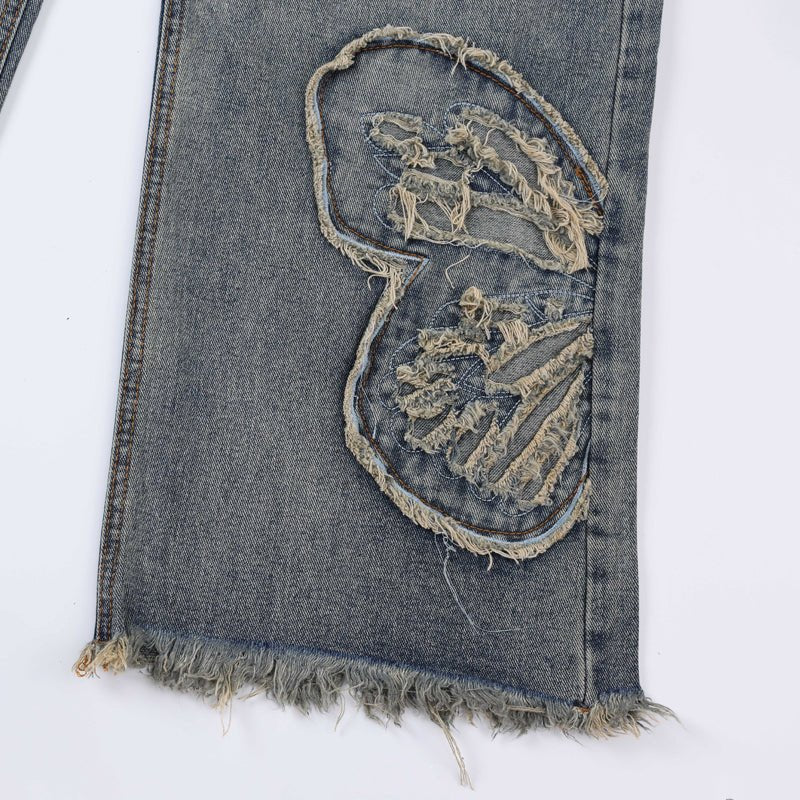 embroidery butterfly jeans
