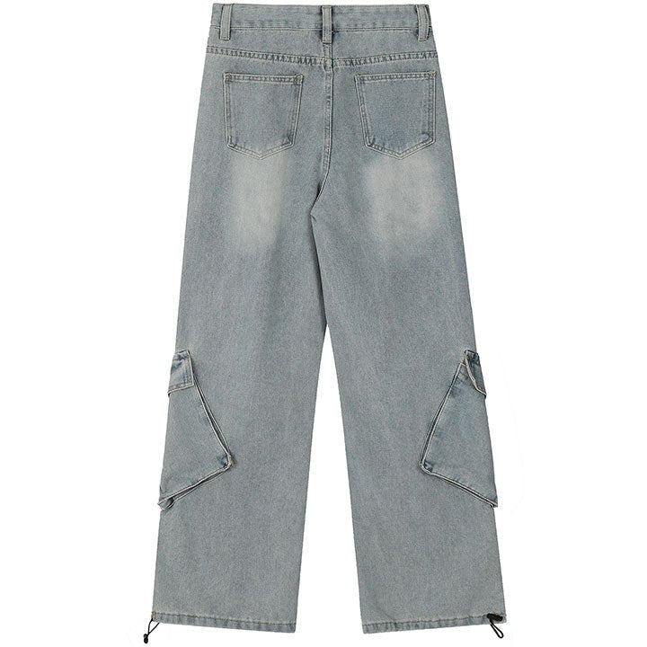 LEMANDIK® Stylish Straight Leg Jeans Patchwork Pocket