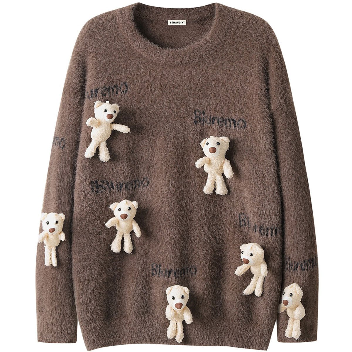flocked bear knit sweater