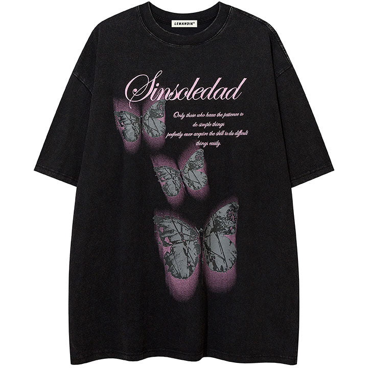 butterfly pattern T-shirt