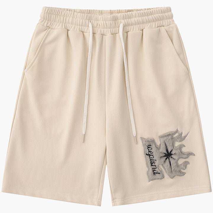 drawstring letter cotton shorts