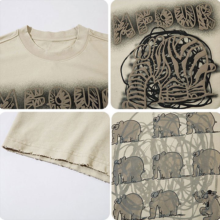 multi elephants patch T-shirt