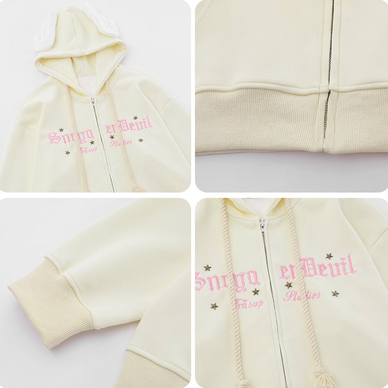 cute zipper hoodie with star