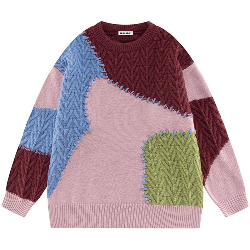 color block jacquard sweater