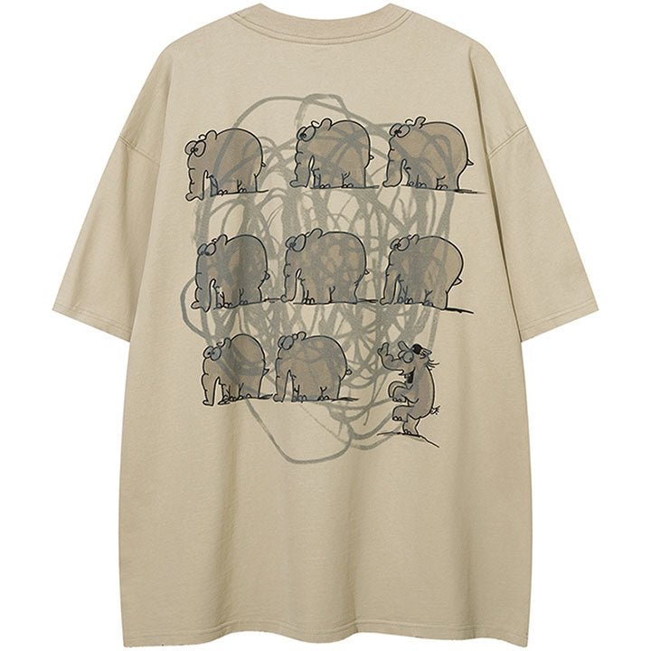 cute elephants pattern T-shirt