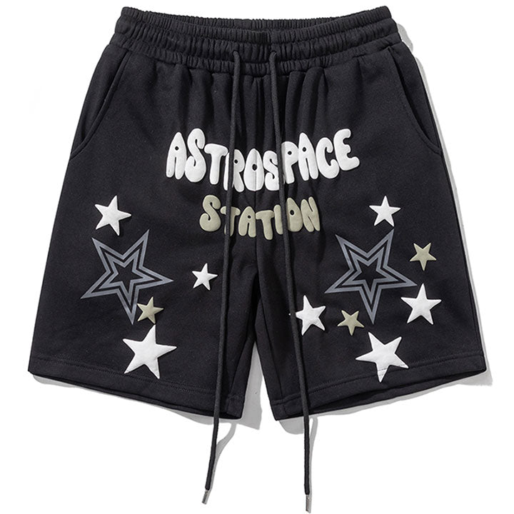 star patch drawstring shorts