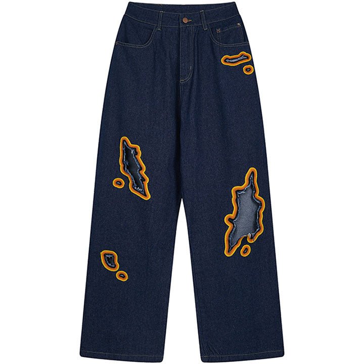 baggy jeans with burned pattern