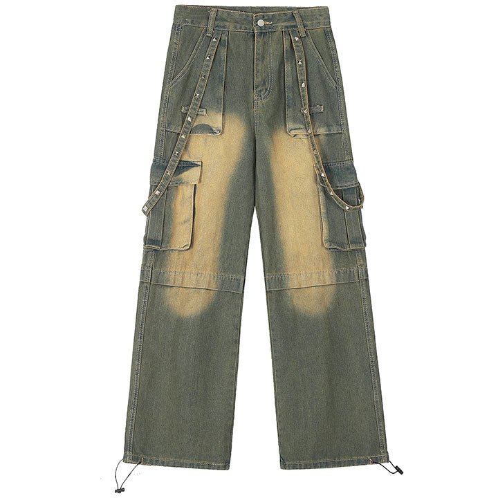 washed cargo trousers with pockets