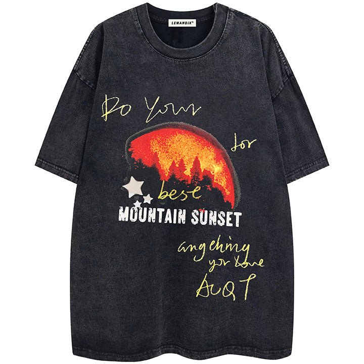 Black T-shirt MOUNTAIN SUNSET