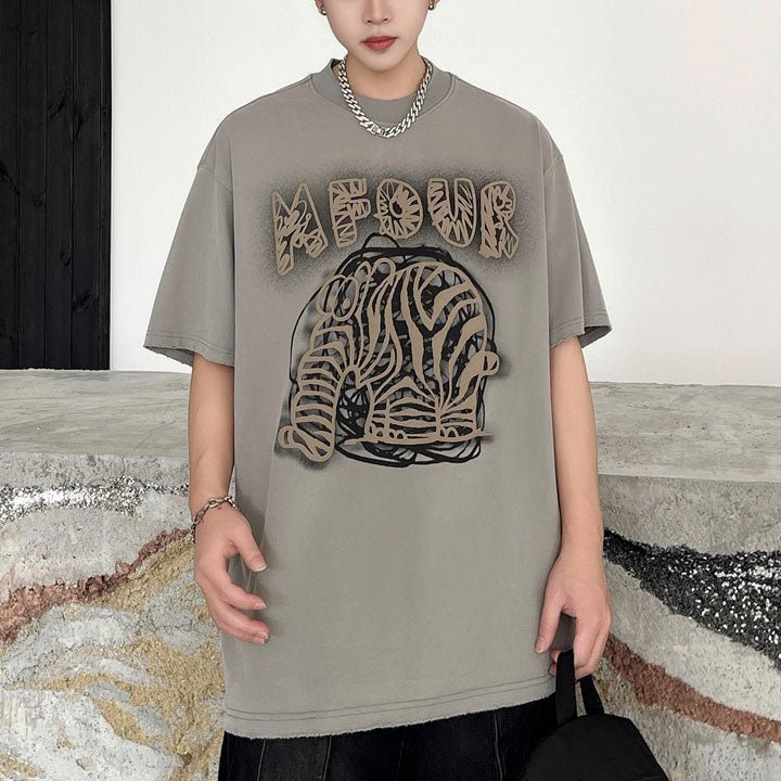elephant and letter patch T-shirt