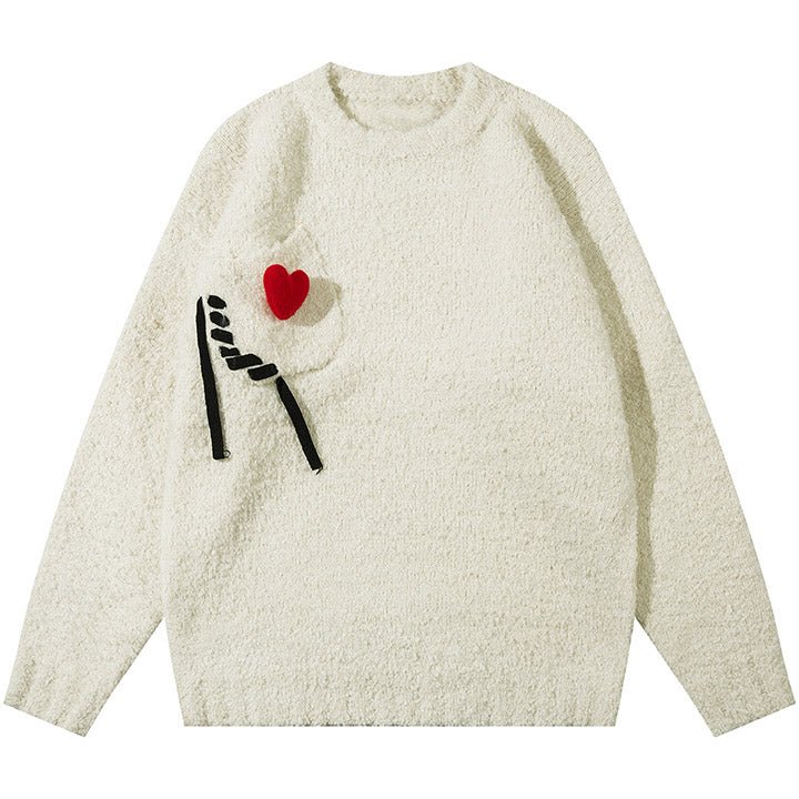 solid color heart sweater