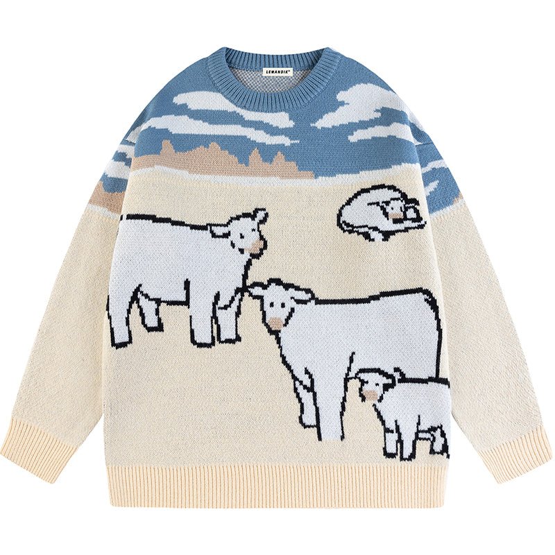 crew neck cow sweater