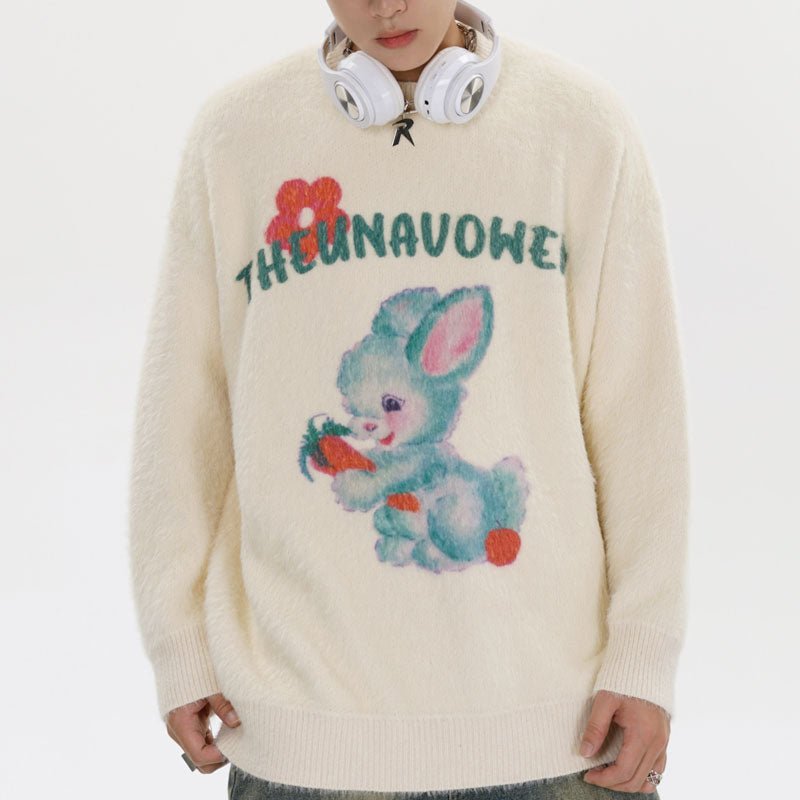 warm mohair flower graphic sweater