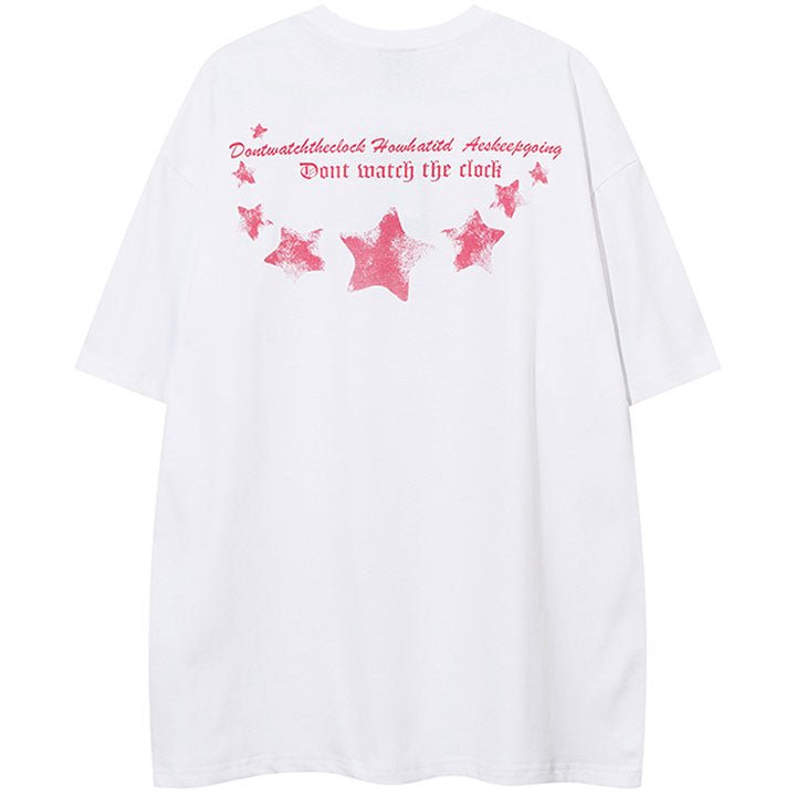 crew neck letter print t-shirt with girl pattern
